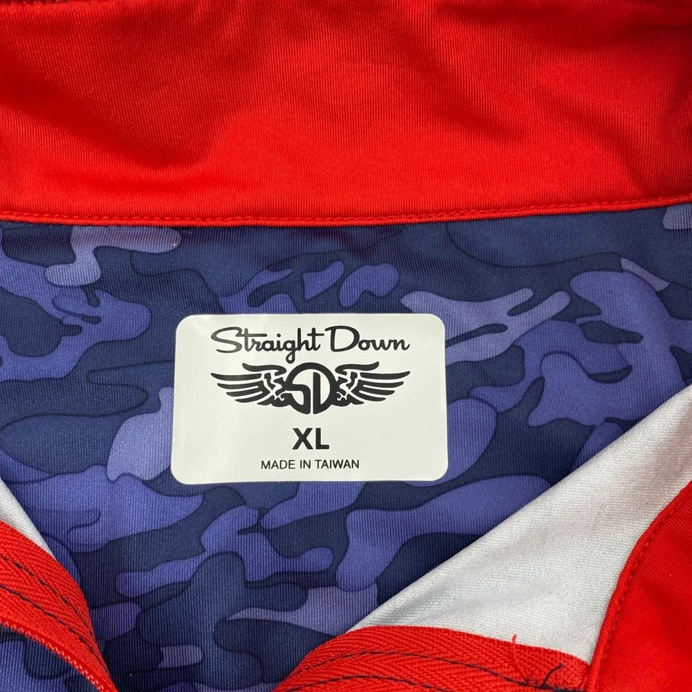 Straight Down‎ Quarter Zip Pullover Mens XL Blue Camo Performance Stretch Golf